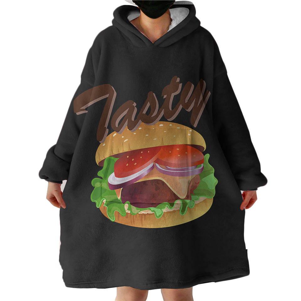 3D Tasty Hamburger Hoodie Wearable Blanket WB0277