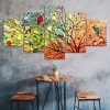 Abstract Bird Group Nature Tree Canvas 5 Piece Five Panel Wall Print Modern Poster Picture Home Decor