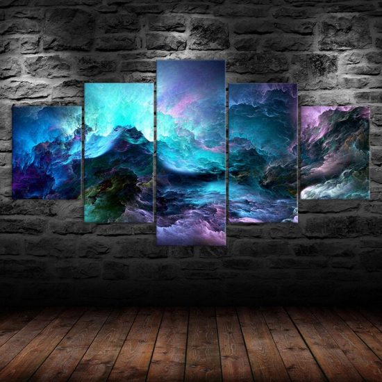 Abstract Cosmos Glowing Clouds Scene Canvas 5 Piece Five Panel Wall Print Modern Art Poster Wall Art Decor 1