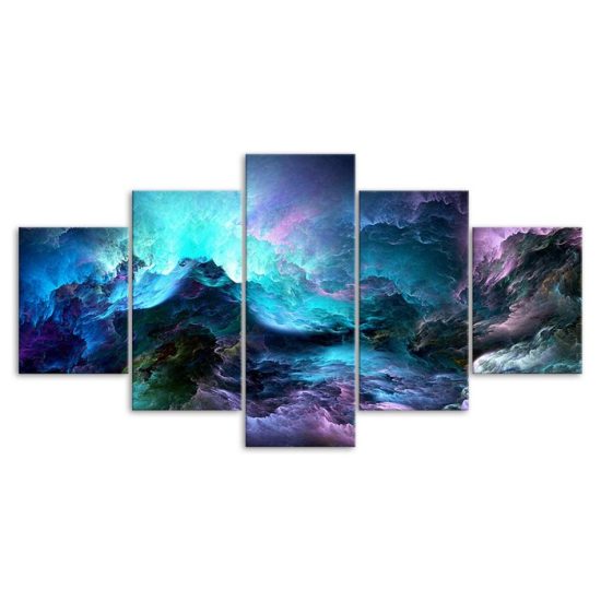 Abstract Cosmos Glowing Clouds Scene Canvas 5 Piece Five Panel Wall Print Modern Art Poster Wall Art Decor 3