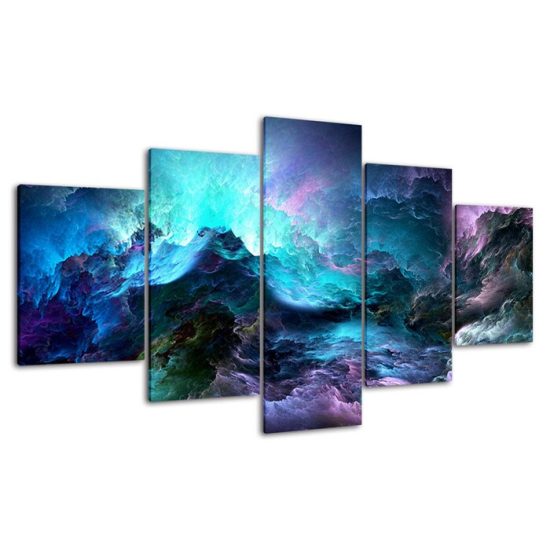 Abstract Cosmos Glowing Clouds Scene Canvas 5 Piece Five Panel Wall Print Modern Art Poster Wall Art Decor 4