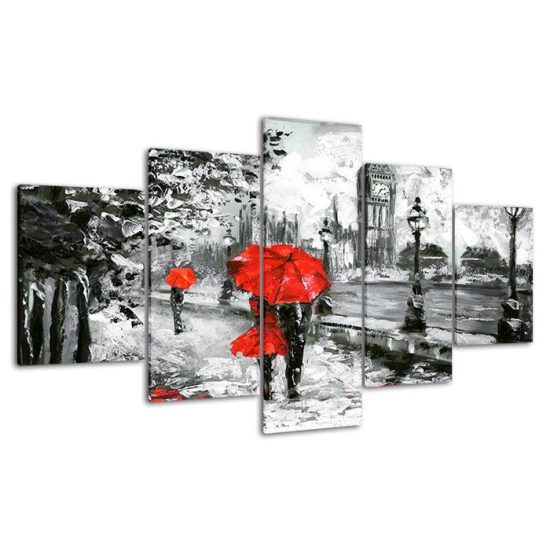 Abstract Couple Walking Painting 5 Piece Five Panel Canvas Print Picture Modern Poster Wall Art Decor 4