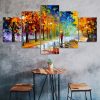 Abstract Man Figure Walking Painting 5 Piece Five Panel Canvas Print Modern Poster Wall Art Decor