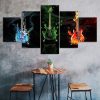 Abstract Music Guitars Scene 5 Piece Five Panel Wall Canvas Print Modern Art Poster Wall Art Decor