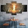 Abstract People Figures Woman Man Scene 5 Piece Five Panel Canvas Print Modern Poster Wall Art Decor