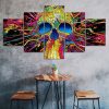 Abstract Skull Trippy Psychedelic Scene Canvas 5 Piece Five Panel Canvas Print Modern Poster Wall Art Decor
