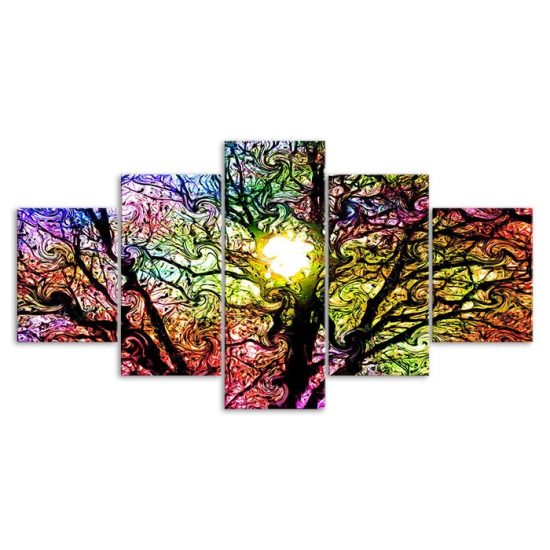 Abstract Tree Art 5 Piece Five Panel Wall Canvas Print Modern Poster Home Decor 3