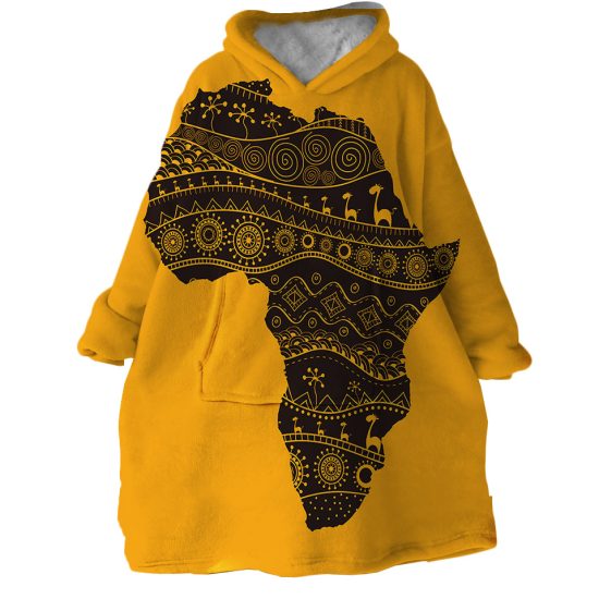 Africa Continent Hoodie Wearable Blanket WB1863 1