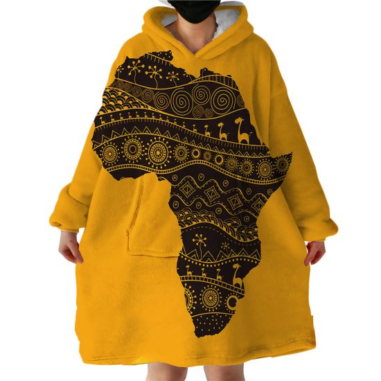 Africa Continent Hoodie Wearable Blanket WB1863