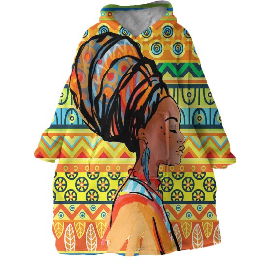 Africa Lady Hoodie Wearable Blanket WB1504 1