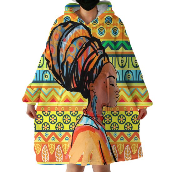 Africa Lady Hoodie Wearable Blanket WB1504
