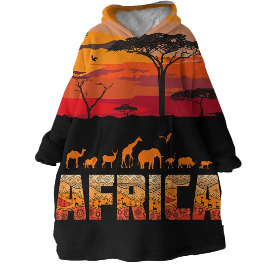 Africa Sunset Hoodie Wearable Blanket WB1845 1