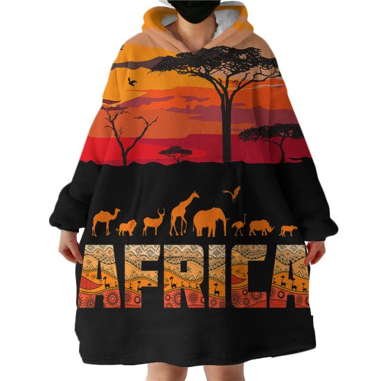 Africa Sunset Hoodie Wearable Blanket WB1845