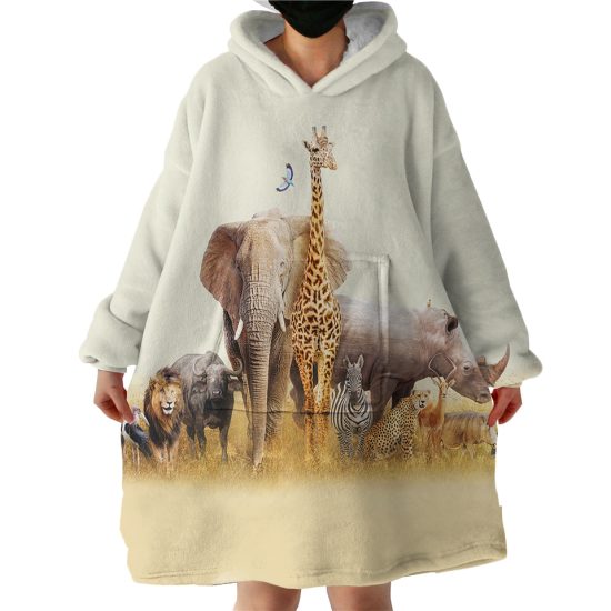 African Animals Hoodie Wearable Blanket WB1716