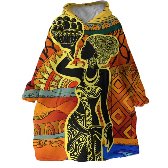 African Basket Lady Hoodie Wearable Blanket WB1669 1