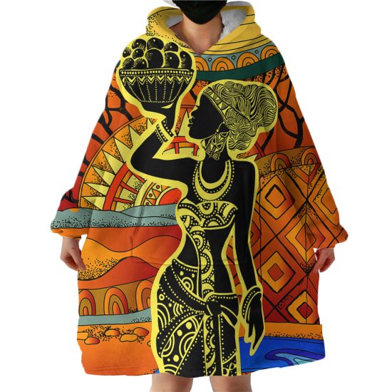 African Basket Lady Hoodie Wearable Blanket WB1669