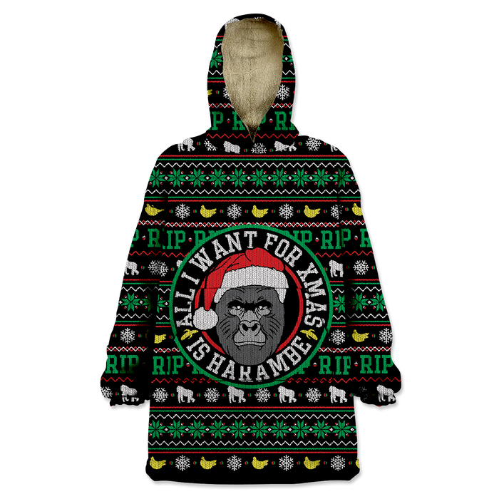 All I Want For Xmas Is Harambe Wearable Blanket Hoodie WB2169