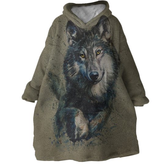 Alpha Wolf Hoodie Wearable Blanket WB1434 1
