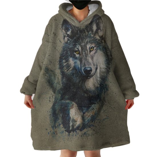 Alpha Wolf Hoodie Wearable Blanket WB1434