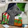 America Cross Ireland Flag Fleece Blanket Sherpa Blanket Family Blanket Outdoor Blanket