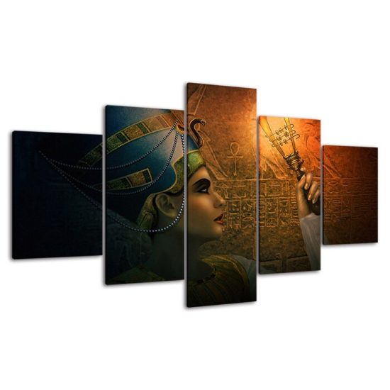 Ancient Egypt Queen Headdress Cleopatra Scene 5 Piece Five Panel Wall Canvas Print Modern Art Poster Wall Art Decor 4