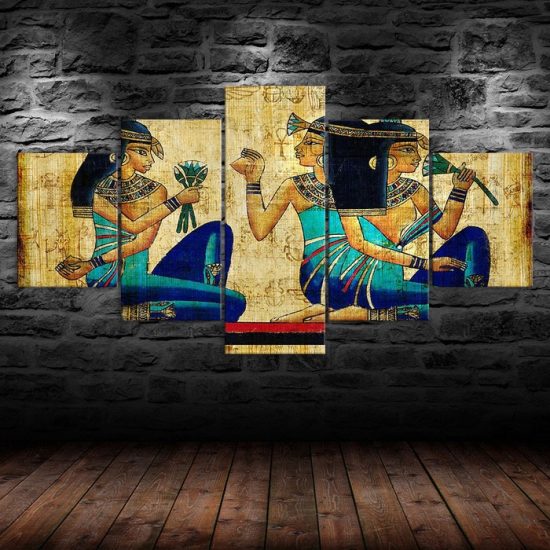 Ancient Egyptian Goddess Papyrus 5 Piece Five Panel Wall Canvas Print Modern Art Poster Wall Art Decor 1