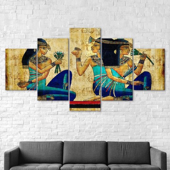 Ancient Egyptian Goddess Papyrus 5 Piece Five Panel Wall Canvas Print Modern Art Poster Wall Art Decor 2