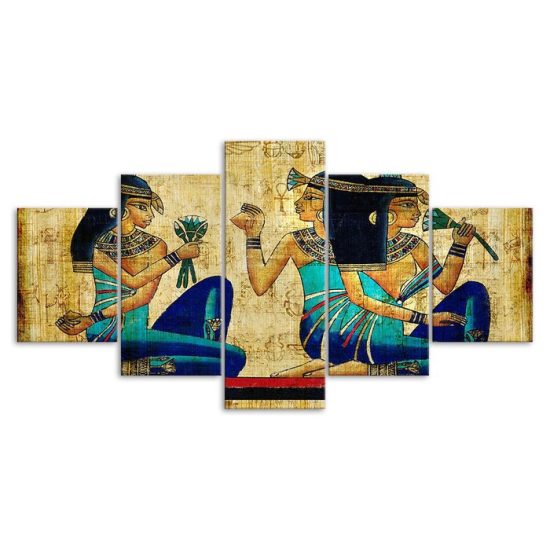 Ancient Egyptian Goddess Papyrus 5 Piece Five Panel Wall Canvas Print Modern Art Poster Wall Art Decor 3