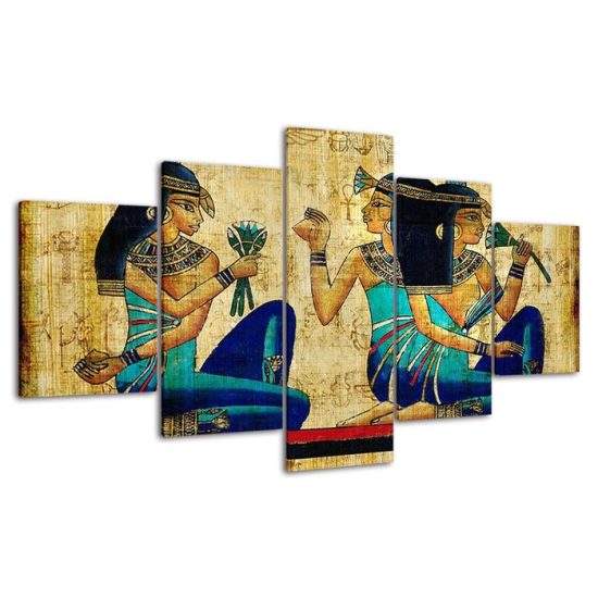 Ancient Egyptian Goddess Papyrus 5 Piece Five Panel Wall Canvas Print Modern Art Poster Wall Art Decor 4