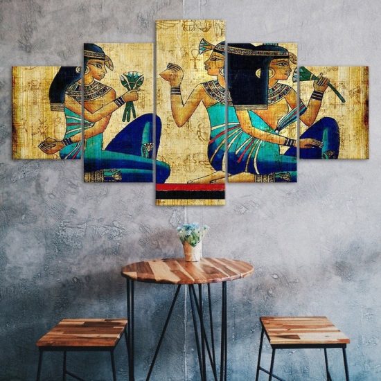 Ancient Egyptian Goddess Papyrus 5 Piece Five Panel Wall Canvas Print Modern Art Poster Wall Art Decor