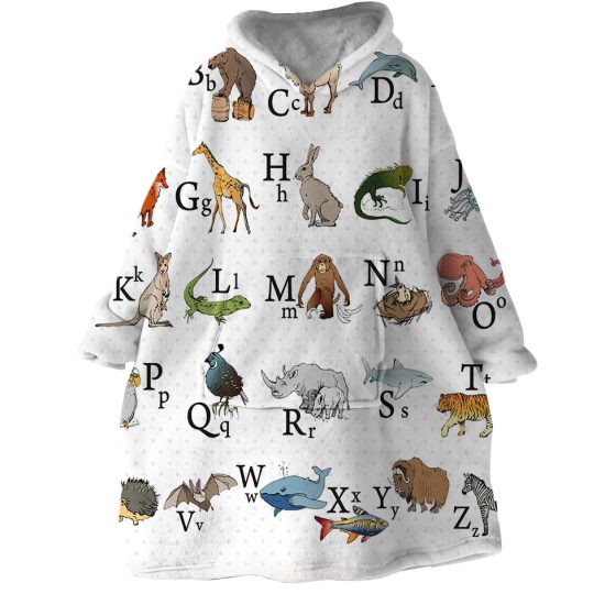Animal Alphabet Hoodie Wearable Blanket WB1595 1
