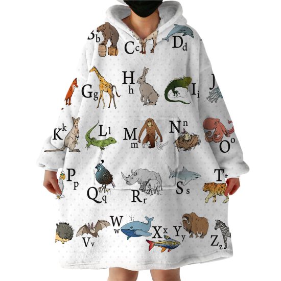 Animal Alphabet Hoodie Wearable Blanket WB1595