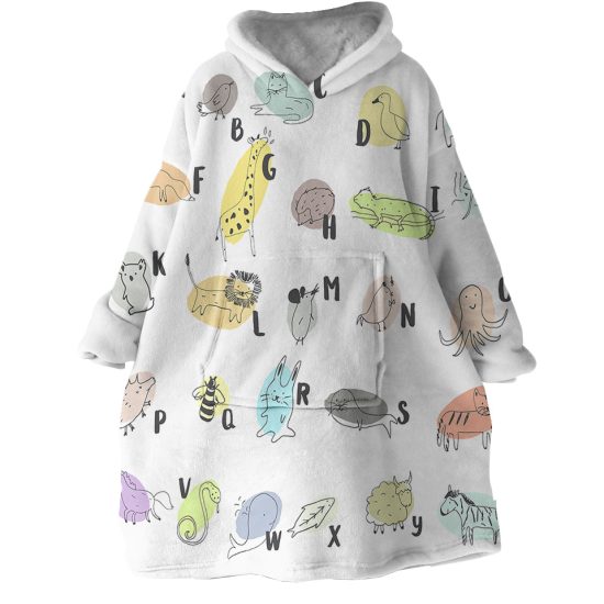 Animal Alphabet Hoodie Wearable Blanket WB1761 1
