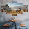 Animal Deer Village Landscape 5 Piece Five Panel Wall Canvas Print Modern Art Poster Wall Art Decor