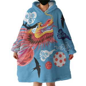 Asian Dragon Head Japanese Art Hoodie Wearable Blanket WB0622