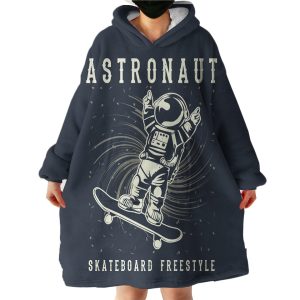 Astronaut Freestyle With Skateboard Hoodie Wearable Blanket WB1306