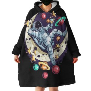 Astronaut Relaxing On The Moon Hoodie Wearable Blanket WB1314