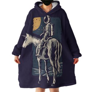 Astronaut Riding Horse Hoodie Wearable Blanket WB1308