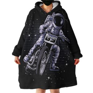 Astronaut Riding Motorcycle Hoodie Wearable Blanket WB1307
