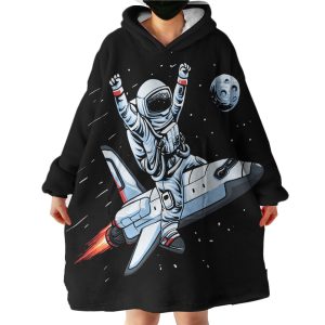 Astronaut With Rocket Hoodie Wearable Blanket WB1291