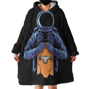 Astronaut With Skateboard Hoodie Wearable Blanket WB1316