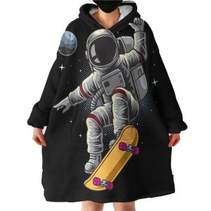 Astronaut With The Skateboard Hoodie Wearable Blanket WB1310