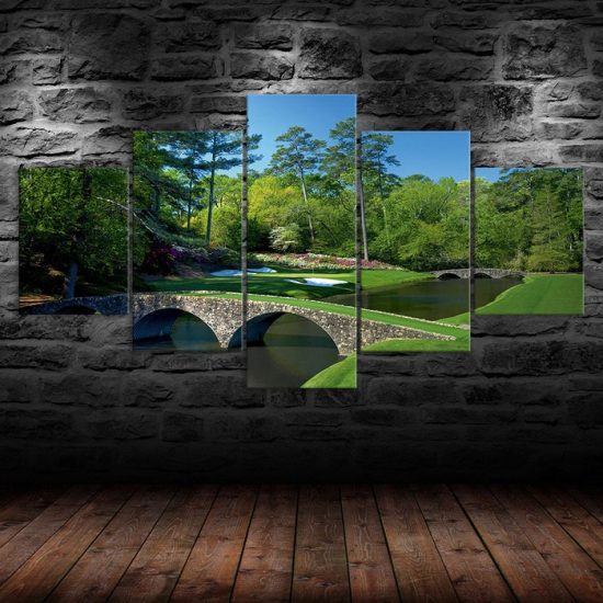 Augusta Masters Golf Course Nature Scenery 5 Piece Five Panel Wall Canvas Print Modern Art Poster Wall Art Decor 1