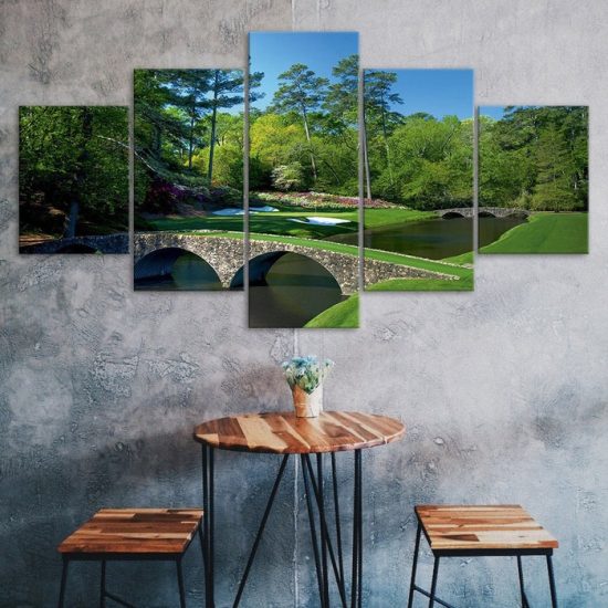 Augusta Masters Golf Course Nature Scenery 5 Piece Five Panel Wall Canvas Print Modern Art Poster Wall Art Decor