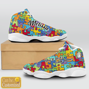 Autism Puzzle YouLl Never Walk Alone Custom Name Air Jordan 13 Shoes 2
