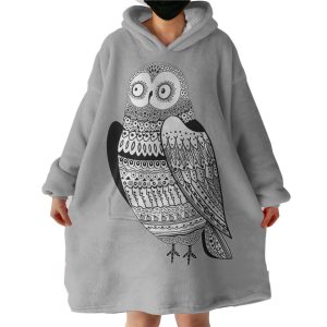 B&W Aztec Owl WLF3674 Hoodie Wearable Blanket WB0972