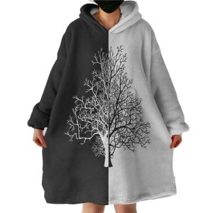 B&W Big Plant Hoodie Wearable Blanket WB0137