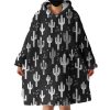 B&W Cactus Little Heart Monogram Hoodie Wearable Blanket WB0449