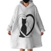 B&W Couple Cats Hoodie Wearable Blanket WB0642