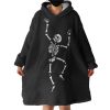 B&W Cute Skeleton Hoodie Wearable Blanket WB0314